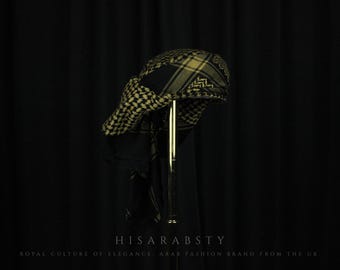 Ready To Wear Black and Gold Traditional Imamah Shemagh Adjustable Perfect For Men & Children Unique Scarf Easy To Wear Unique Colour Rare