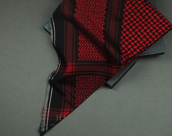 Rare Premium Shemagh Black and Red Keffiyeh Original Arabian Scarf Saudi Arabian Imamah Islamic Arabic Attire Ghutra Outfit Cotton Soft AR29