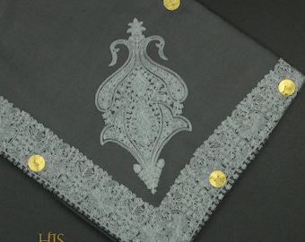 Rare Grey Colour Authentic Yemeni Shemagh Embroidered Scarf Amazing Keffiyeh Headscarf Turban Outfit Islamic Attire Gift Ghutra Headwear