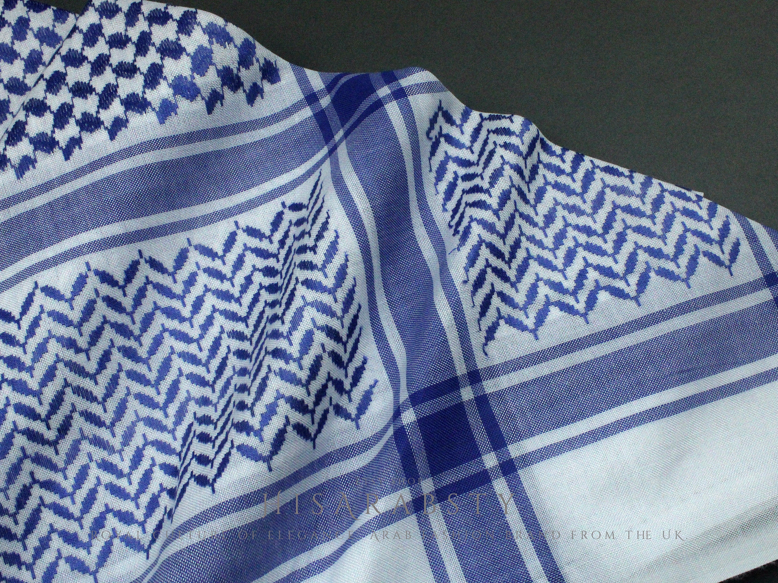 Rare Premium Shemagh Blue and White Keffiyeh Original Arabian Scarf ...