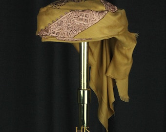 Brown Ready To Wear Traditional Yemeni Embroidered Imamah Shemagh Adjustable Perfect For Men & Children Unique Scarf Easy To Wear AC72