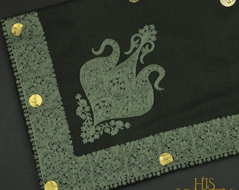 Rare Green Colour Authentic Yemeni Shemagh Embroidered Scarf Amazing Keffiyeh Headscarf Turban Outfit Islamic Attire Gift Ghutra Headwear