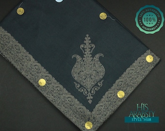 Rare Dark Teal Colour Authentic Yemeni Shemagh Embroidered Scarf Amazing Keffiyeh Headscarf Turban Outfit Islamic Attire Ghutra Headwear
