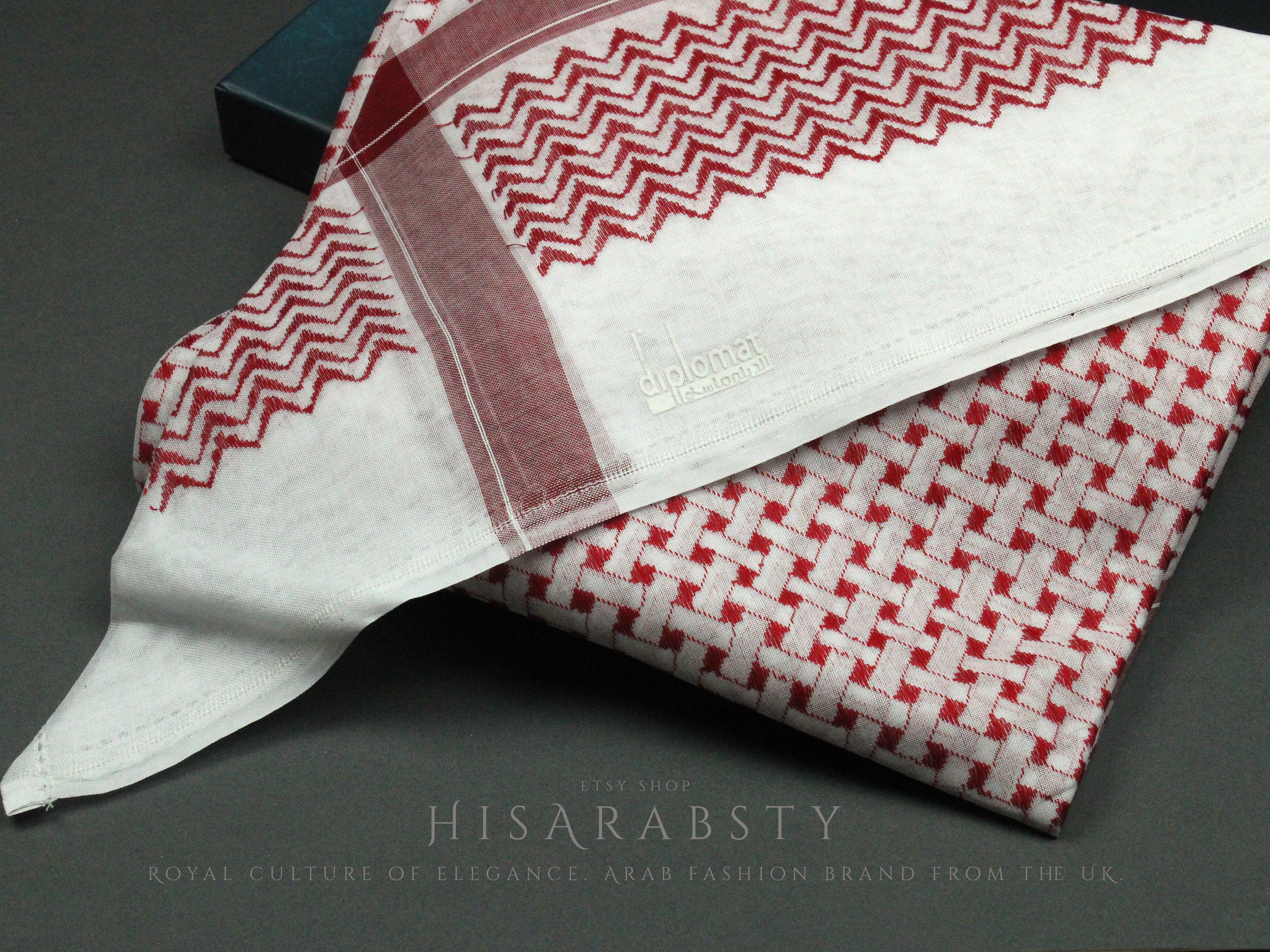 Rare Premium Red and White Shemagh Keffiyeh Original Arab Scarf Saudi ...
