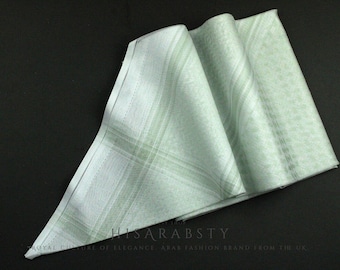 Rare Premium Mint Green and White Saudi Shemagh Classic Scarf Super Soft LightWeight Easy To Wear Keffiyeh Imamah Ghutra MT2