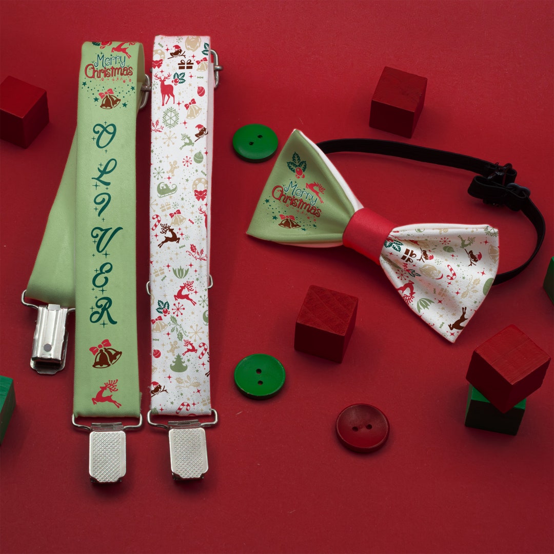 Christmas Bow Tie and Suspenders Set for Kids Festive Holiday Etsy
