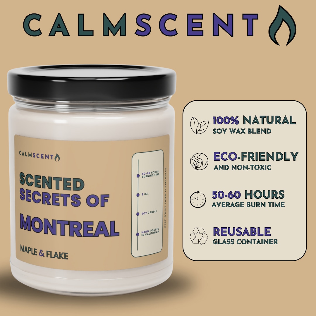Scented Secrets of Montreal 9oz Luxurious Soy Candle, Ecofriendly