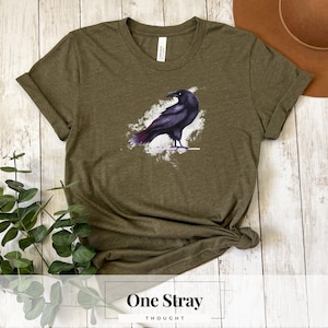 Abstract Crow Watercolor Tee - Artistic Crow Silhouette Shirt - Dark Fantasy Raven T-Shirt | Goth Inspired Crow Art Tee