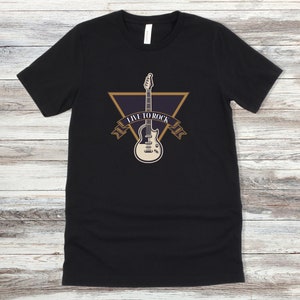 Live To Rock Electric Guitar Shirt | Triangle Emblem Music Tee | Guitarist Rock Band T-Shirt
