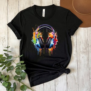 Ink Splash Groove Tee, Music, Color, Groove, Headphones, Rhythm, Lover of Beats, Musical Artist