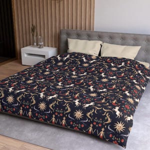 Whimsigoth Duvet Cover Celestial Queen King Twin Twin XL Dark Boho Duvet Cover Goth Bedding Cute Aesthetic College Apartment Dopamine Decor