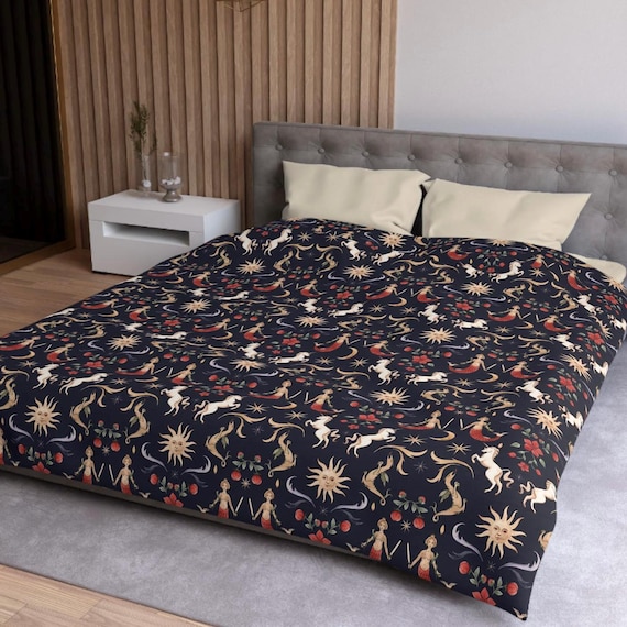 Whimsigoth Bettbezug Celestial Queen King Twin Twin XL Dark Boho Bettbezug Goth Bettwäsche Süß Ästhetisch College Wohnung Dopamin Dekor