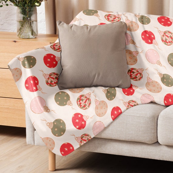 Retro Disco Christmas Tree Bulb Sherpa Fleece Blanket, Xmas