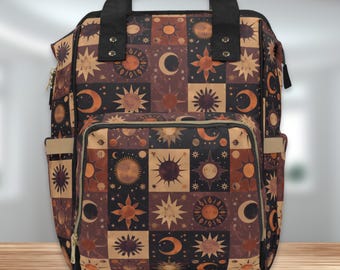 Celestial Diaper Bag Backpack Whimsigoth Overnight Bag Spooky Mama Goth Baby Shower Expecting Mom Gift Toddler Backpack Kids Mothers Day