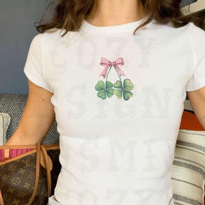 Coquette Baby Tee St Patricks Day Crop Top Saint Patricks Day Shirt Women Cute Y2k Baby Tee Downtown Girl Clothes Gen Z Teenage Girl Gifts