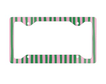 Cute License Plate Frame Boho Preppy Stripe Car Decor Vanity Plate 16th Birthday Gift Beachy Y2K Car Accessories Front License Plate Holder