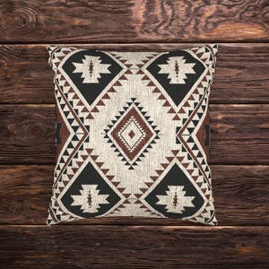 Old Western Woven Pillow Cowboy Western Inspired Style Bedding Cowgirl Aztec Throw Pillow Western Native Home Decor Western Gothic Bedding image 2