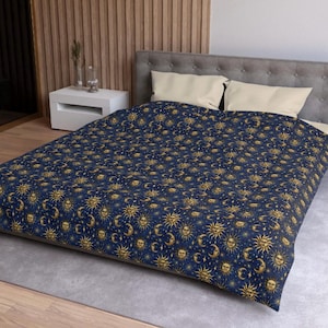Whimsigoth Duvet Cover Celestial Queen King Twin Twin XL Dark Boho Duvet Cover Goth Bedding Cute Aesthetic College Apartment Dopamine Decor