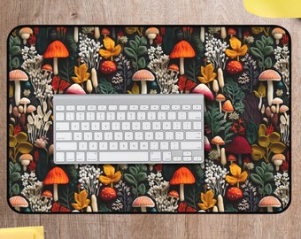 Simpatico sottomano da scrivania estetico arredamento per ufficio verde Cottagecore gotico floreale stampa di funghi finto ricamo modello accogliente regalo per ufficio pianta naturale