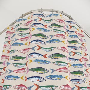 Sardine Duschvorhang Badezimmer Beachy Zimmer Dekor Italienischer Charme Fisch aus der Dose Küsten Preppy Zimmer Dekor Ästhetik College Wohnung Bad