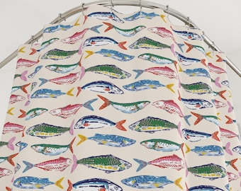 Sardine Shower Curtain Bathroom Beachy Room Decor Italian Charm Tinned Fish Coastal Preppy Stuff Room Decor Aesthetic College Apartment Bath
