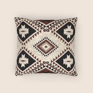 Old Western Woven Pillow Cowboy Western Inspired Style Bedding Cowgirl Aztec Throw Pillow Western Native Home Decor Western Gothic Bedding image 3