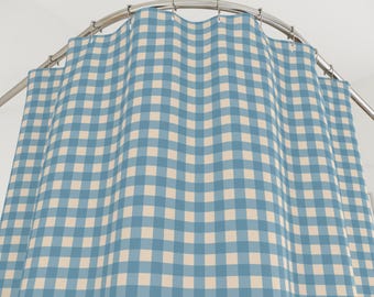 Gingham Shower Curtain Boho Blue Bathroom Decor Preppy Fabric Shower Curtain French Country Decor Aesthetic Girly Home Fun Grandmillennial