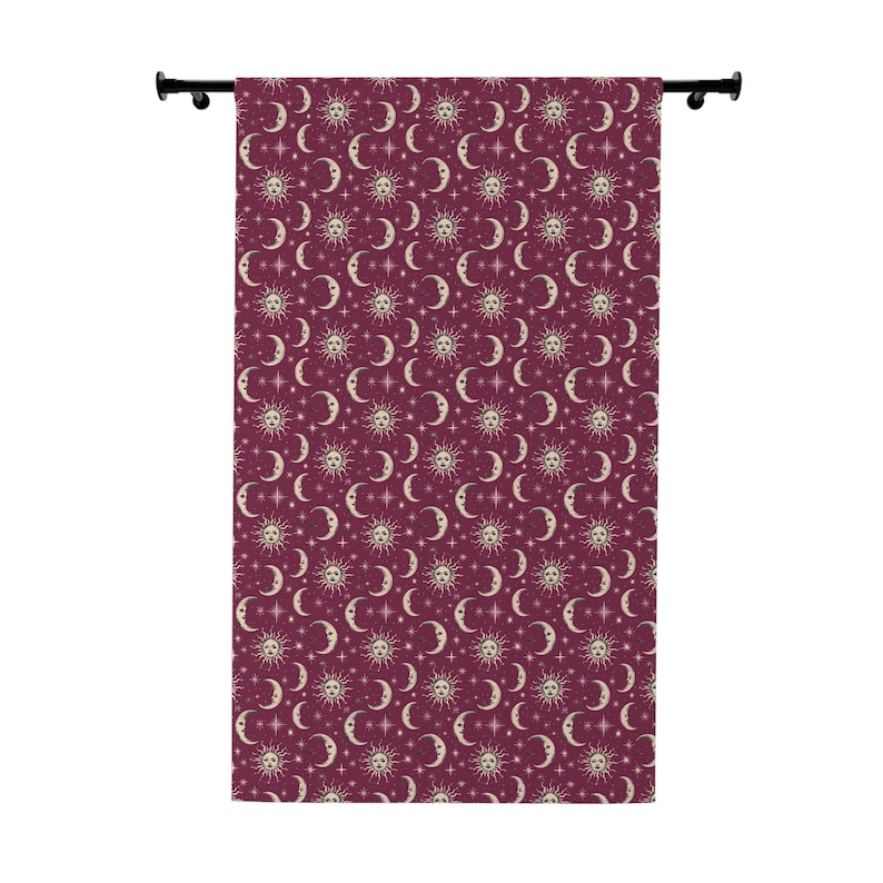 Whimsigoth Blackout Curtains Bohemian Window Curtains Blue Retro 90s Celestial Gothic Curtains Moody Whimsigoth Decor Goth Black Out Curtain image 5
