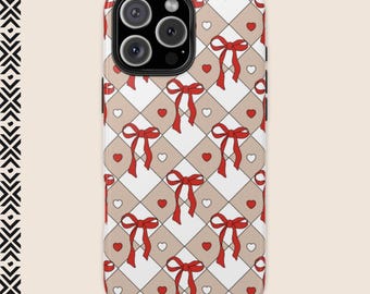 Coquette Phone Case IPhone 16 15 14 13 12 Max Pro Valentine Day Tough Case Samsung S24 S23 S22 S21 Galaxy Ultra Plus Top Trending Preppy Bow