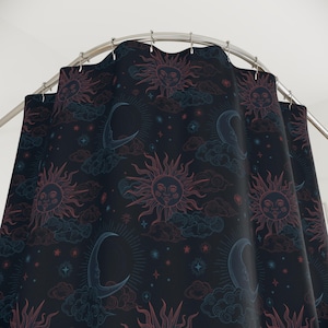 Whimsigoth Shower Curtain 90s Celestial Sun Moon Bathroom Decor Celestial Star Cottagecore Fairy Grunge Goblincore Decor Fairycore Bath Room