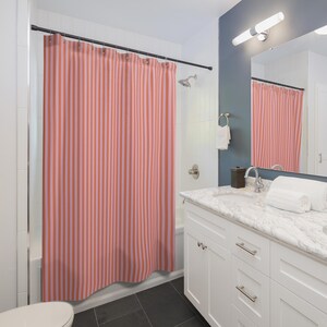 Striped Shower Curtain Boho Pink Bathroom Decor Preppy Fabric Shower Curtain Dopamine Decor Cute Aesthetic Girly Home Fun Grandmillennial image 3