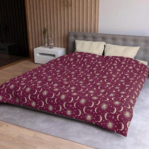 Whimsigoth Duvet Cover Celestial Queen King Twin Twin XL Dark Boho Duvet Cover Goth Bedding Cute Aesthetic College Apartment Dopamine Decor
