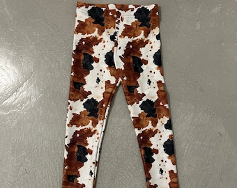 Cow Print Western Kids Leggings Cowgirl Toddler Pants Country Baby Girl Clothing Leggings Patterned Tights Birthday Party Gift for Stray Kid