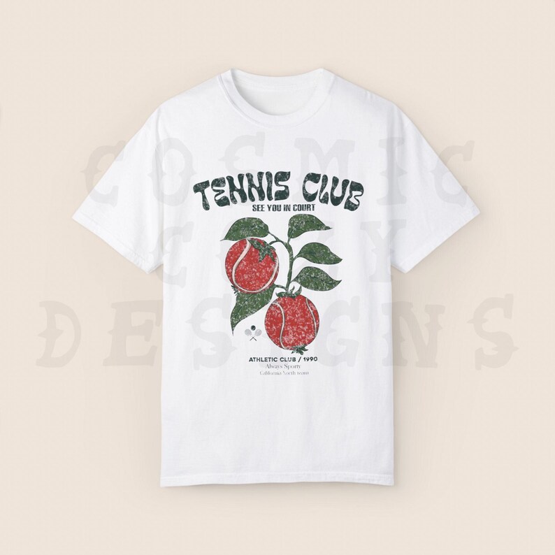 Tennis Shirt 90s Sports T Shirt Retro Tennis Couple Gift Retro Graphic Tee Tomato Girl Shirts Top Trending Old Money Aesthetic Preppy Stuff image 5