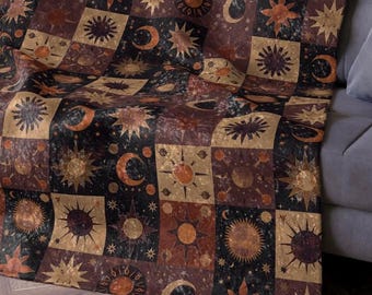 Whimsigoth Decor 90s Celestial Crushed Velvet Throw Blanket Couch Fairy Grunge Fall Cozy Gothic Bedding Witchy Stuff Witchcore Cottagegoth