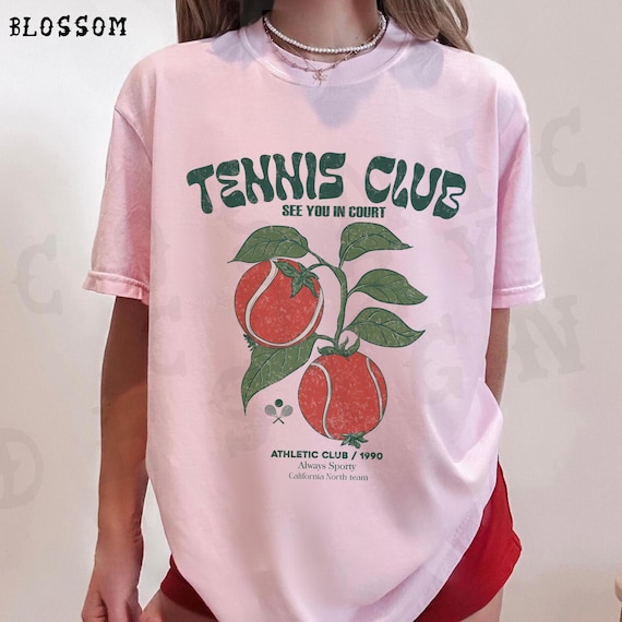 Tennis Shirt 90s Sports T Shirt Retro Tennis Couple Gift Retro Graphic Tee Tomato Girl Shirts Top Trending Old Money Aesthetic Preppy Stuff