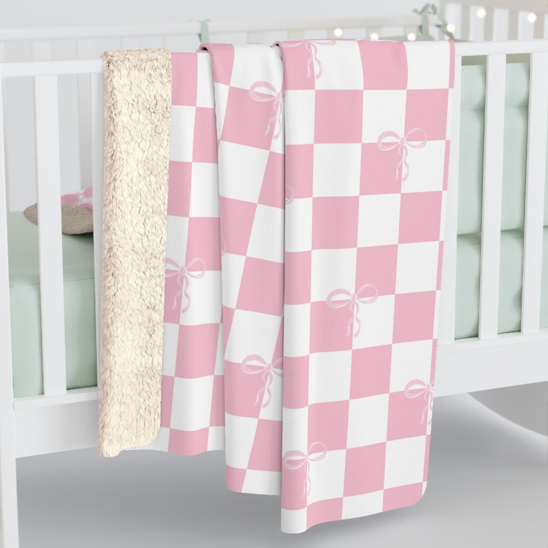 Retro Coquette Valentine Sherpa Fleece Blanket, Aesthetic Vday Pink