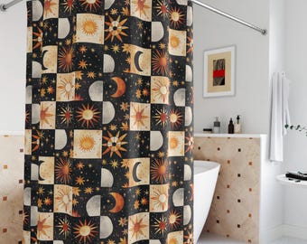 Whimsigoth Shower Curtain 90s Celestial Sun Moon Bathroom Decor Celestial Star Cottagecore Fairy Grunge Goblincore Decor Fairycore Bath Room