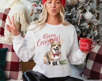Corgi Christmas Sweater, Holiday Dog Lover Unisex Crewneck Sweatshirt, Gift for Corgi Mom or Dad First Time Pet Parent, Welsh Breed Shirt