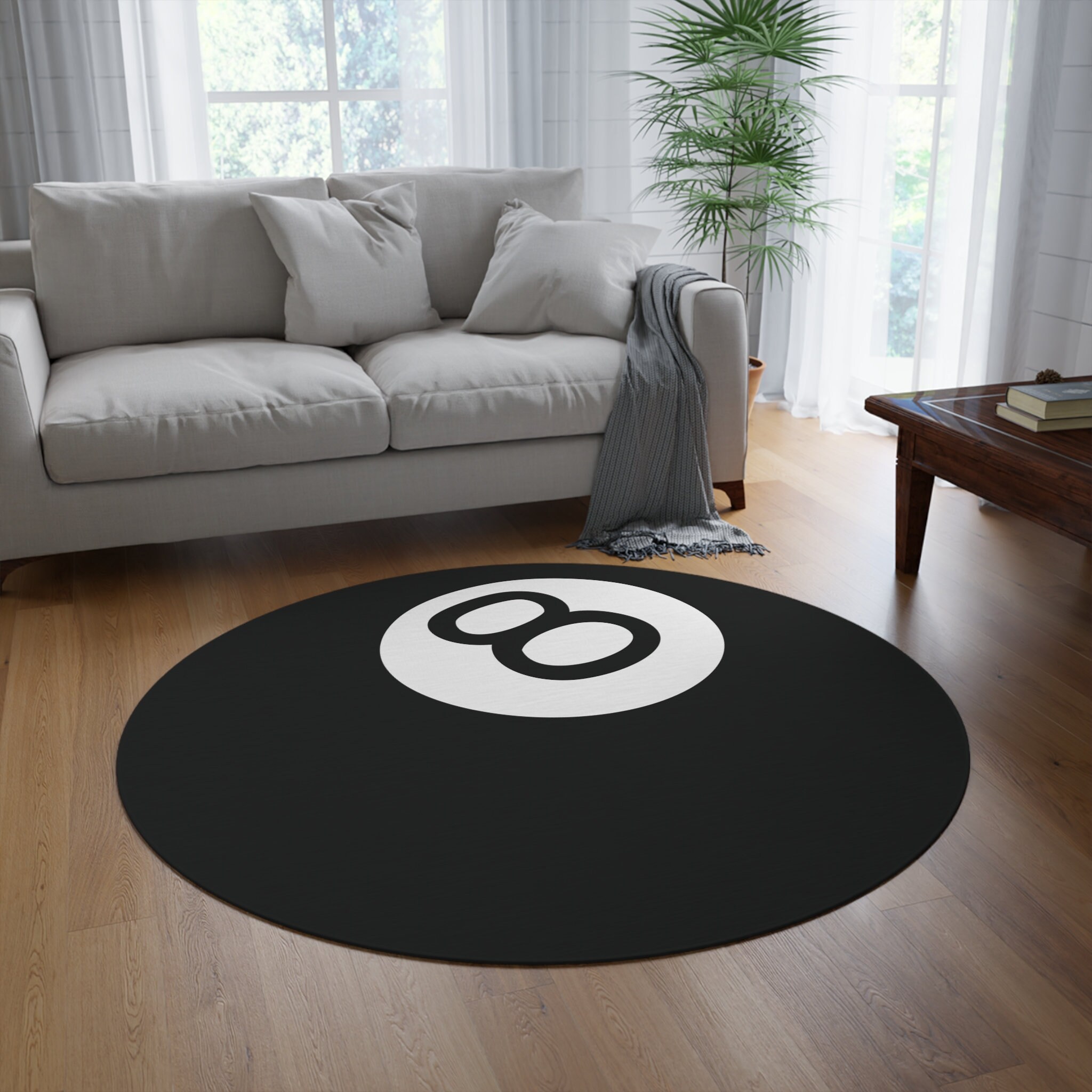 8 Ball Rug, 8 Ball Round Circle Rug, 8 Ball Billiards Rug, Y2K 