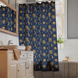 Whimsigoth Shower Curtain 90s Celestial Sun Moon Bathroom Think Celestial Star Whimsigoth Decor Fairy Grunge Goblincore Decor Fairycore Bath
