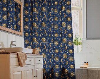 Whimsigoth Shower Curtain 90s Celestial Sun Moon Bathroom Think Celestial Star Whimsigoth Decor Fairy Grunge Goblincore Decor Fairycore Bath