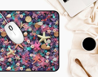 Tappetino da scrivania carino, decorazione estetica per ufficio, rosa, blu, 3D, perline da spiaggia, stampa pastello, stile cottagecore, stile cowgirl costiero, regalo accogliente per colleghi in ufficio
