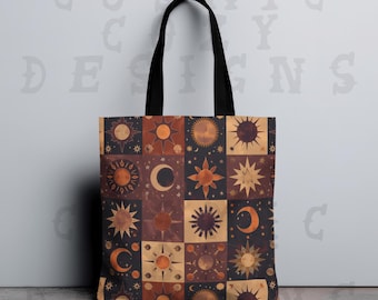 Sac fantaisie des années 90 sac cabas céleste des années 90 sac cabas esthétique gothique grunge lunatique sac pour ordinateur portable sorcière sac de plage cabas sac à langer cabas AOP gothique
