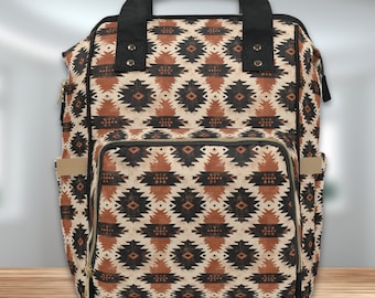 Western Azteken Neutral niedlichen multifunktionalen Windel Rucksack Land Cowboy Cowgirl Jungen Mädchen Tasche Babyparty Geschenk für Mutter Schwarz Braun Tasche