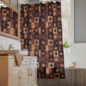 Whimsigoth Shower Curtain 90s Celestial Sun Moon Bathroom Think Celestial Star Whimsigoth Decor Fairy Grunge Goblincore Decor Fairycore Bath