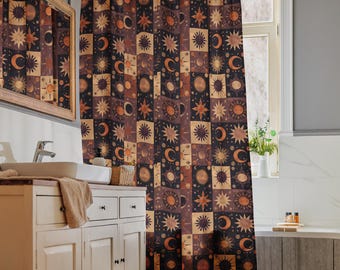 Whimsigoth Shower Curtain 90s Celestial Sun Moon Bathroom Think Celestial Star Whimsigoth Decor Fairy Grunge Goblincore Decor Fairycore Bath