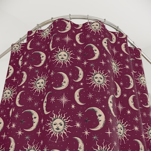 Whimsigoth Shower Curtain 90s Celestial Sun Moon Bathroom Decor Celestial Star Cottagecore Fairy Grunge Goblincore Decor Fairycore Bath Room