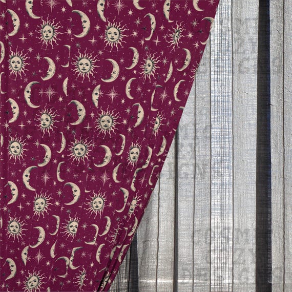 Whimsigoth Blackout Curtains Bohemian Window Curtains Blue Retro 90s Celestial Gothic Curtains Moody Whimsigoth Decor Goth Black Out Curtain