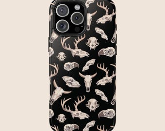Funda gótica para iPhone 17, 16 y 15, estética espeluznante y linda, color negro, para Samsung S25 y S24 Ultra, con calaveras de tendencia, brujas, caprichos, góticos, grunge.